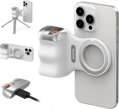 Magnetic Phone Camera Grip Kit with Selfie Light, Bluetooth Remote & Zoom Control