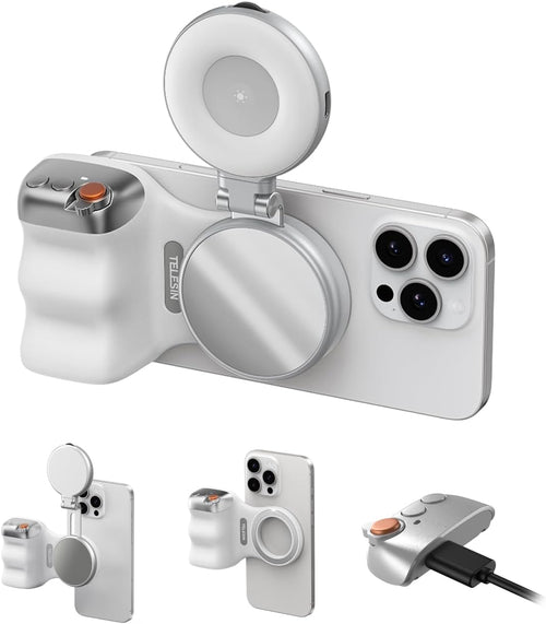 Magnetic Phone Camera Grip Kit with Selfie Light, Bluetooth Remote & Zoom Control