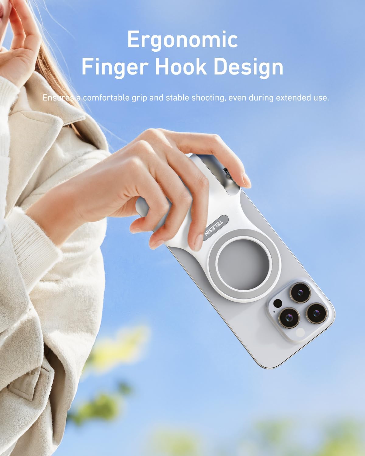 Magnetic Phone Camera Grip Kit with Selfie Light, Bluetooth Remote & Zoom Control