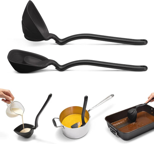 Foldable Silicone Soup Ladle with Measuring Marks, Pot-Edge Rest & Heat-Resistant Edge