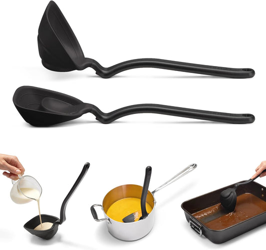 Foldable Silicone Soup Ladle with Measuring Marks, Pot-Edge Rest & Heat-Resistant Edge