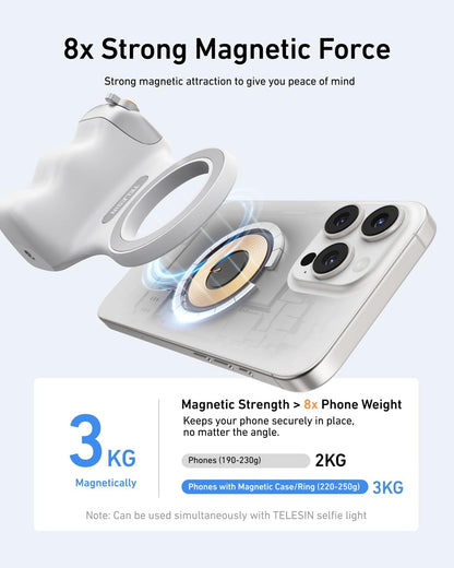 Magnetic Phone Camera Grip Kit with Selfie Light, Bluetooth Remote & Zoom Control