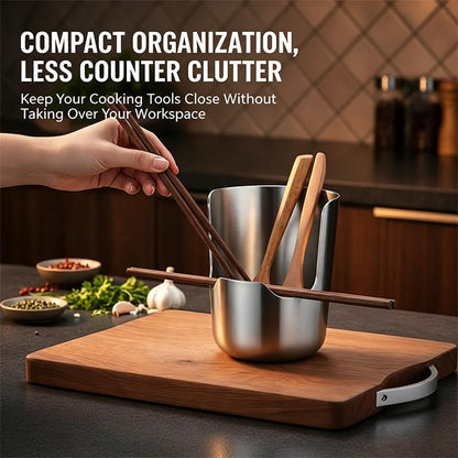 Stainless Steel Kitchen Utensil & Pot Lid Holder – Countertop Organizer
