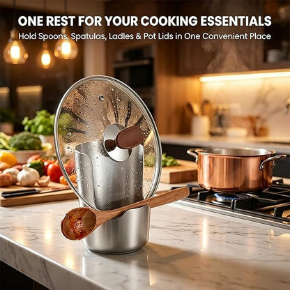 Stainless Steel Kitchen Utensil & Pot Lid Holder – Countertop Organizer