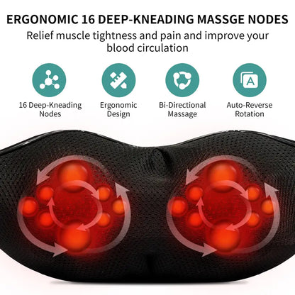 Deep Kneading Neck & Back Massager with Heat – Full Body Relaxation & Pain Relief