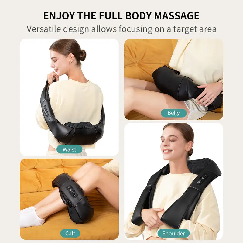 Deep Kneading Neck & Back Massager with Heat – Full Body Relaxation & Pain Relief