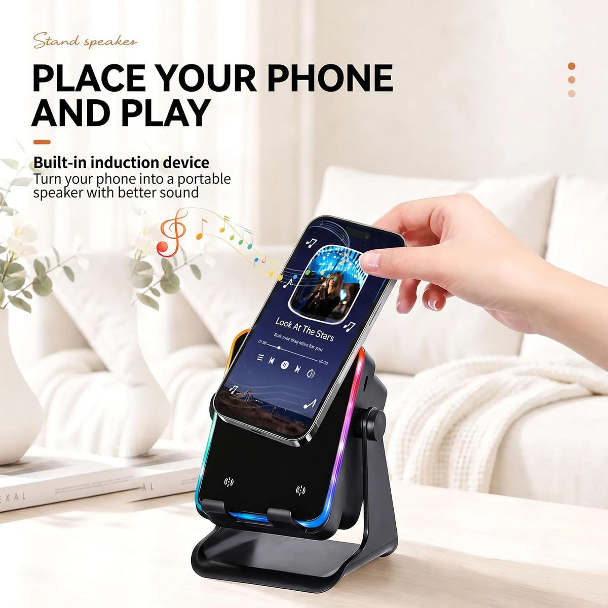Desktop Induction Speaker Stand with RGB Light