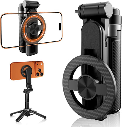 Foldable Selfie Stick Tripod with Bluetooth Remote | 360° Rotation, 4-Leg Stable Base, Pocket-Sized