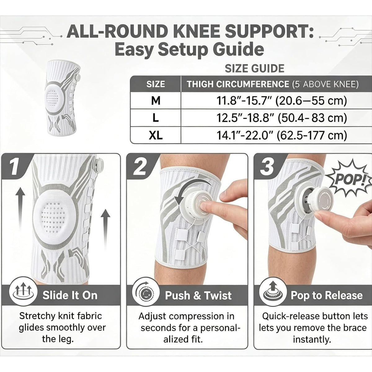 Engineered Dynamic Knee Support Brace with Smart Dial