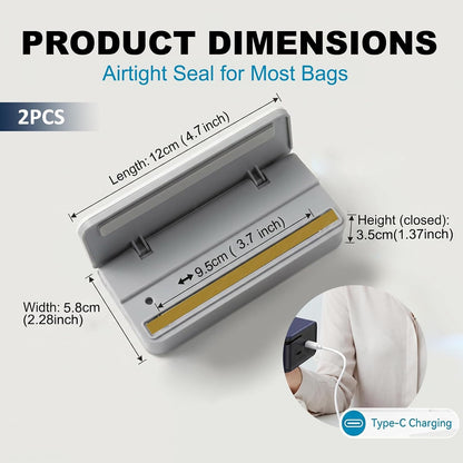 Mini Bag Sealer – 2-in-1 Heat Sealer & Cutter | Portable, Rechargeable, 6-Gear Temp Control