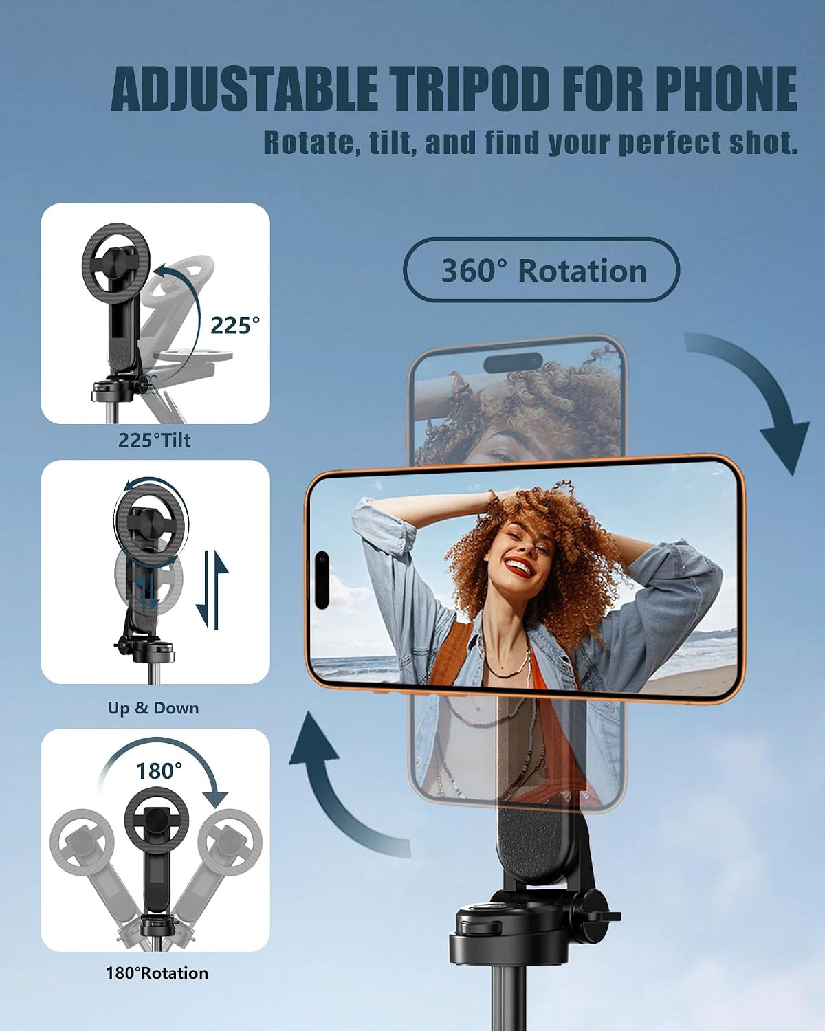 Foldable Selfie Stick Tripod with Bluetooth Remote | 360° Rotation, 4-Leg Stable Base, Pocket-Sized