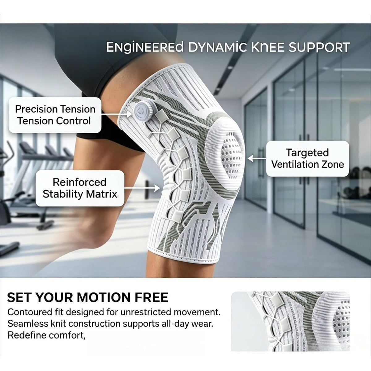 Engineered Dynamic Knee Support Brace with Smart Dial