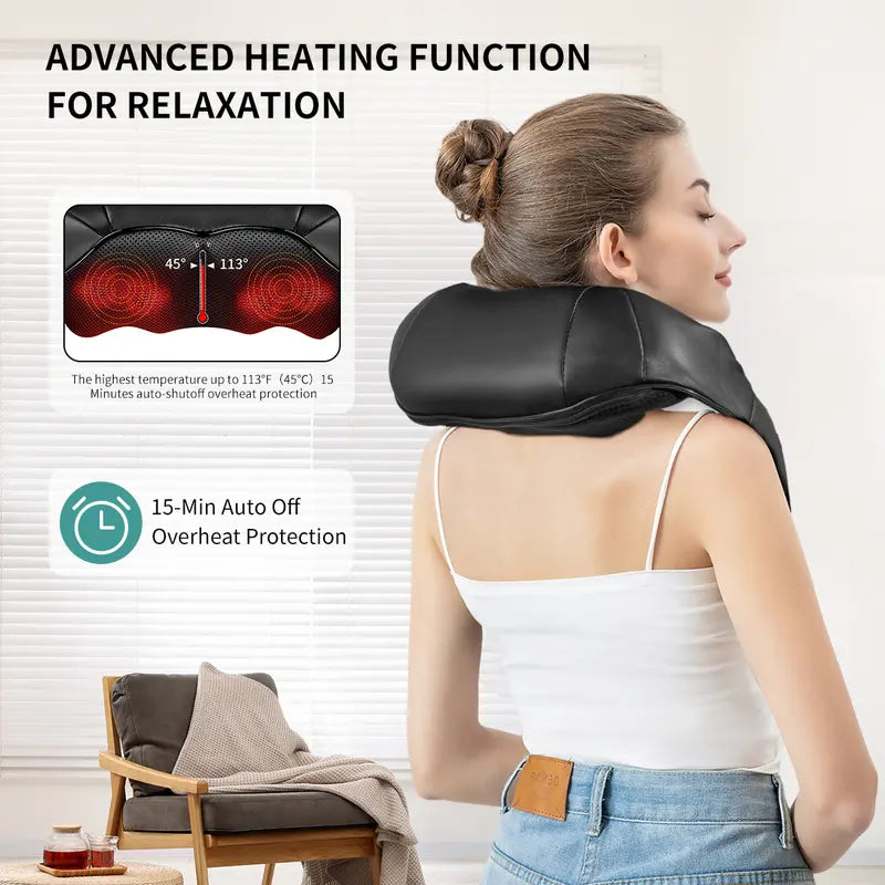 Deep Kneading Neck & Back Massager with Heat – Full Body Relaxation & Pain Relief