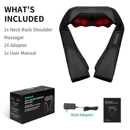 Deep Kneading Neck & Back Massager with Heat – Full Body Relaxation & Pain Relief
